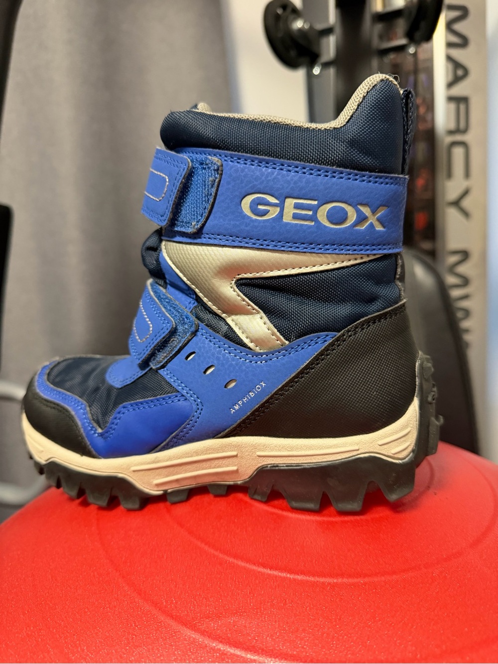 Geox Kids Blue and Silver Winter Hook-and-Loop Boot
